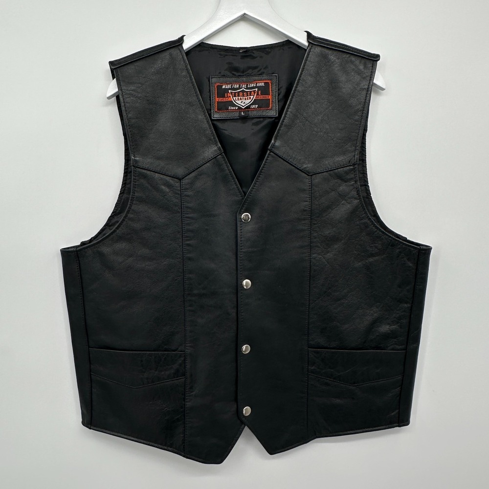 Interstate‎ Leather American Flag Vest Mens Size Large Biker Rebelcore Patriotic - Picture 2 of 15